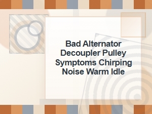Bad Alternator Decoupler Pulley Symptoms at Warm Idle